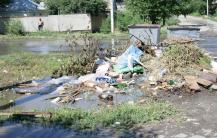 Гора мусора в канаве в случае дождя грозит потопом во дворах Гора мусора в канаве в случае дождя грозит потопом во дворах